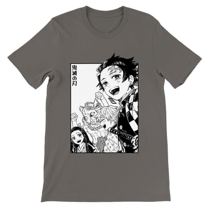 Demon Slayer Manga Premium Unisex Crewneck T-shirt, Tanjiro Kamado, Nezuko, Inosuke, Anime Shirt - Wolf & Bear