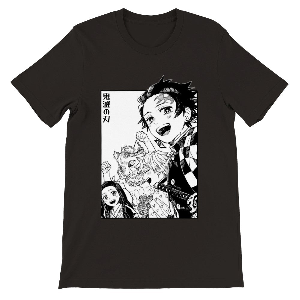 Demon Slayer Manga Premium Unisex Crewneck T-shirt, Tanjiro Kamado, Nezuko, Inosuke, Anime Shirt - Wolf & Bear