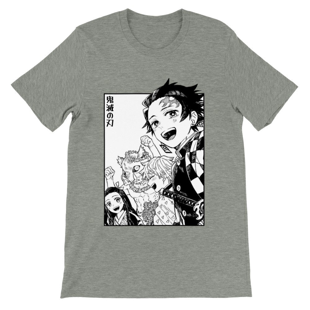 Demon Slayer Manga Premium Unisex Crewneck T-shirt, Tanjiro Kamado, Nezuko, Inosuke, Anime Shirt - Wolf & Bear