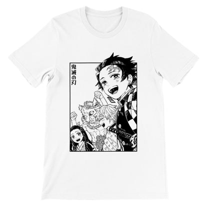 Demon Slayer Manga Premium Unisex Crewneck T-shirt, Tanjiro Kamado, Nezuko, Inosuke, Anime Shirt - Wolf & Bear