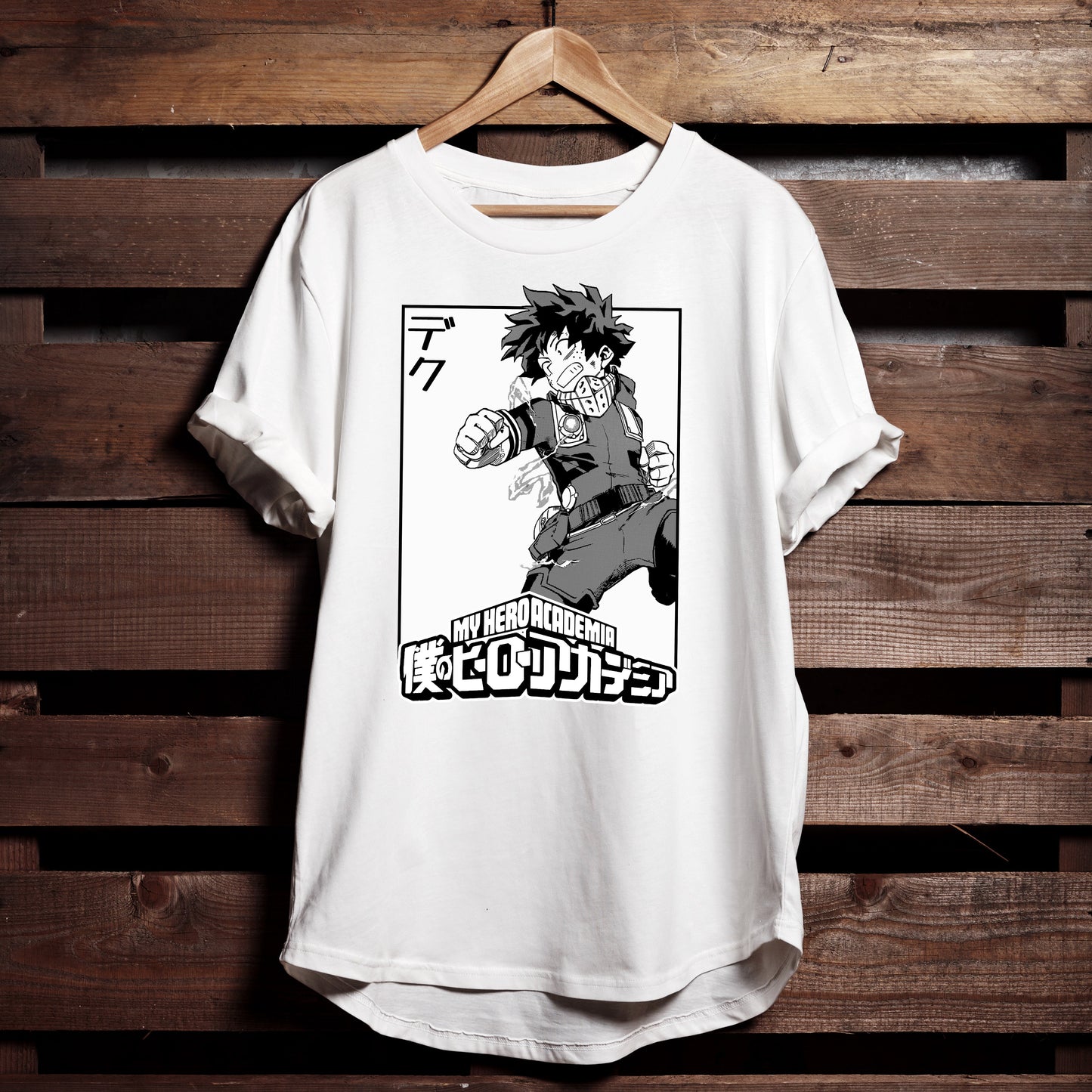 My Hero Academia Manga Premium Unisex Crewneck T-shirt, Izuku Midoriya, Deku Anime Shirt - Wolf & Bear